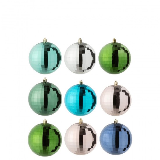 Jline Doos Van 9 Kerstbal Disco Plastiek Meerkleurig.