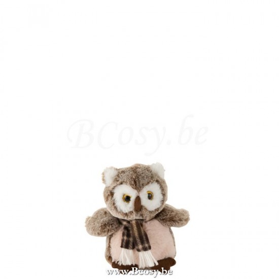hiboux statuettes Jolipa Jline Chouette Echarpe Peluche Marron Beige Small