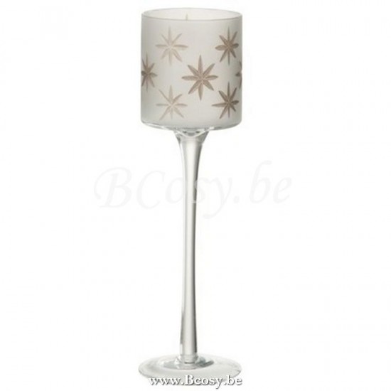 photophores Jolipa Jline Photophore Sur Pied Etoile Verre Blanc Or Small