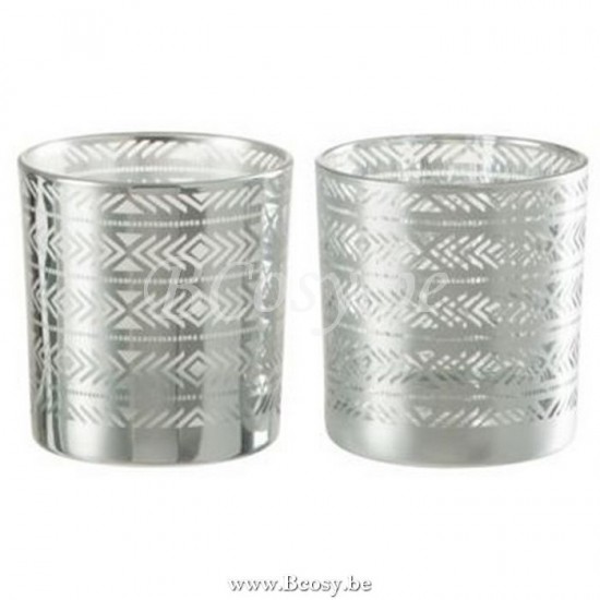 photophores Jolipa Jline Photophore Ethnique Verre Argent Assortiment De 2
