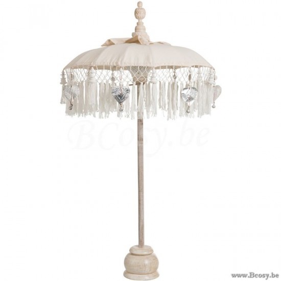 J Line Jline Parasol Foot Tassel Cotton Wood Cream Silver Small sunshades