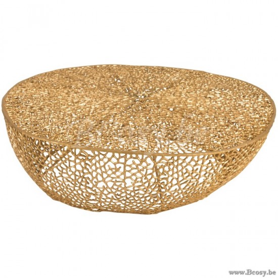 J Line Jline Tavolo Da Salotto Rotondo Basso Alluminio Oro Mesa De Salon Redonda Bajo Coral Aluminio Oro