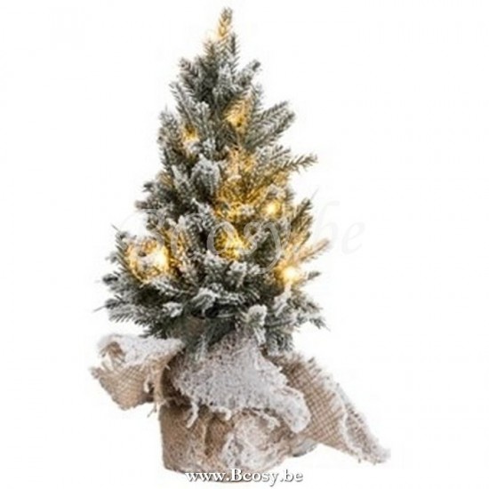J Line Jline Christmas Tree Led Pot Jute Plastic Snowy Green Extra Small trees