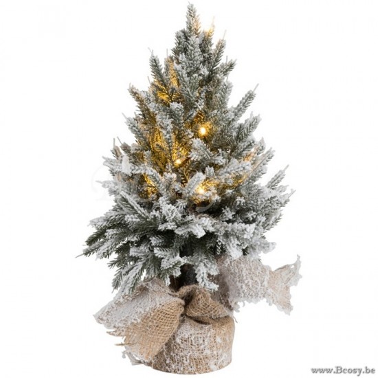 J Line Jline Christmas Tree Led Pot Jute Plastic Snowy Green Small x mas christmas trees on foot