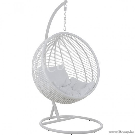 J Line Jline Sedia Da Appendere Rotondo Acciaio Bianco Silla Colgante Redondo Acero Blanco
