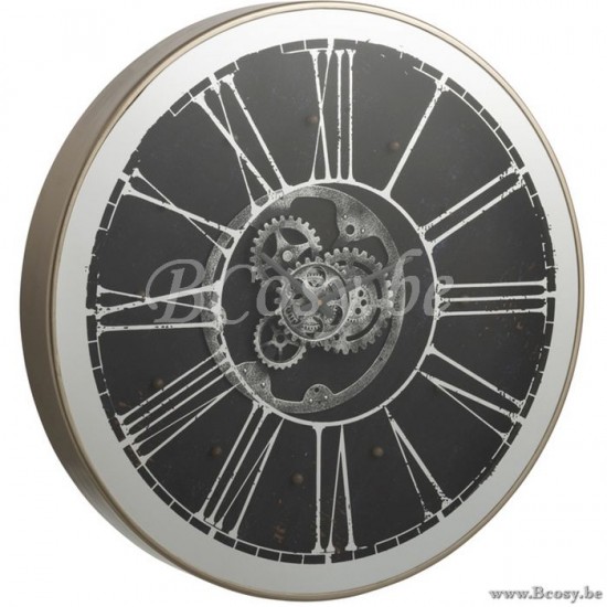 J Line Jline Clock Round Led Mechanics Mirror Silver Champagne wall clocks