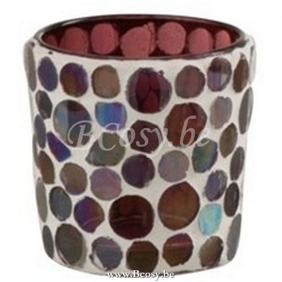 J Line Jline Tealight Holder Mosaic Glass Red White Small tea lights holders