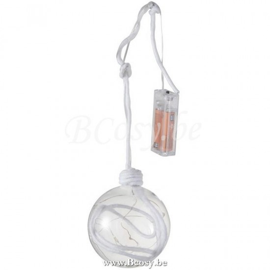 J Line Jline Christmas Bauble Ball Rope Led Glass Clear White Medium box of baubles