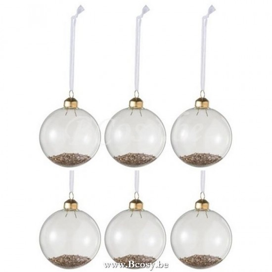 boules de noel Jolipa Jline Boite De 6 Boules De Noel Decoratives Verre Transparent Or Small
