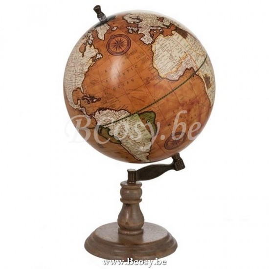 mappemondes sur pied globes terrestres Jolipa Jline Globe Sur Pied Bois Rouille Naturel Large