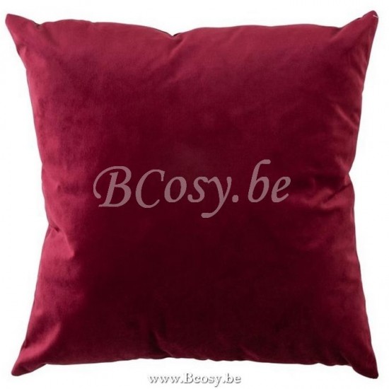 J Line Jline Kussen Vierkant Velours Rood Bordeaux