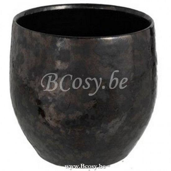 cachepots de fleur Jolipa Jline Cachepot Antique Smokey Ceramique Noir Medium