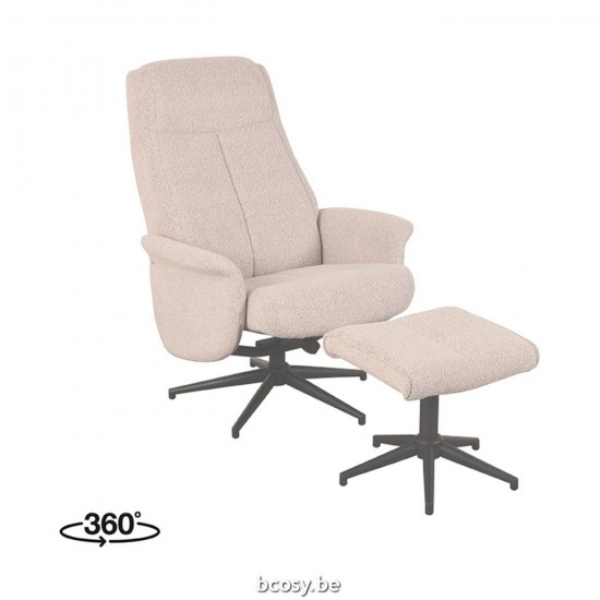 LABEL 51 Fauteuil Bergen Naturel Boucle Incl. Ottoman.