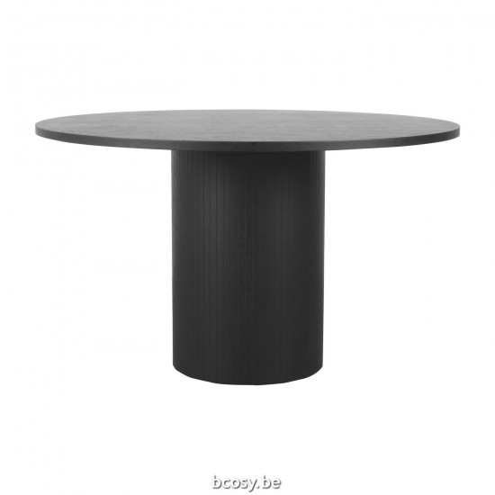 LABEL51 Table à manger 130 cm Rond Oliva Noir Chêne.