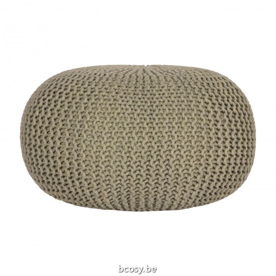 LABEL51 Tabouret L Knitted Vert olive Coton.