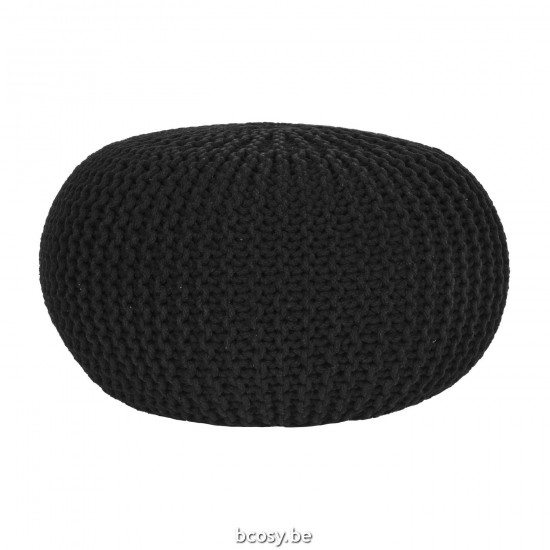 LABEL51 Tabouret L Knitted Noir Coton.