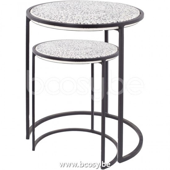 Lifestyle RONDE SALONTAFEL SET TABIA BLACK/WHITE Lifestyle94 RONDE SALONTAFEL SET/2 TABIA ZWART/WIT