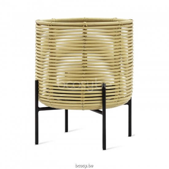 Vincent Sheppard Vivi Plantenpot Kleine Zwart Stalen frame Naturel Rotan.