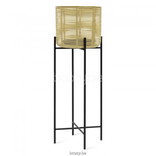 Vincent Sheppard Vivi Plantenpot Extra Groot Zwart Stalen frame Naturel Rotan.