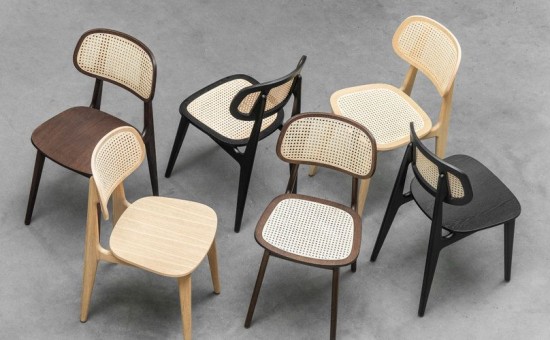 Vincent Sheppard Titus chaises de repas Cadre en Hêtre Tabac Siège en osier.