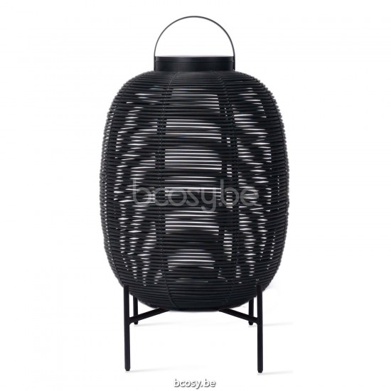 Vincent Sheppard Tika Lantaarn Stalen Voet Zwart Stalen frame Zwart Wicker koord Polyethyleen.