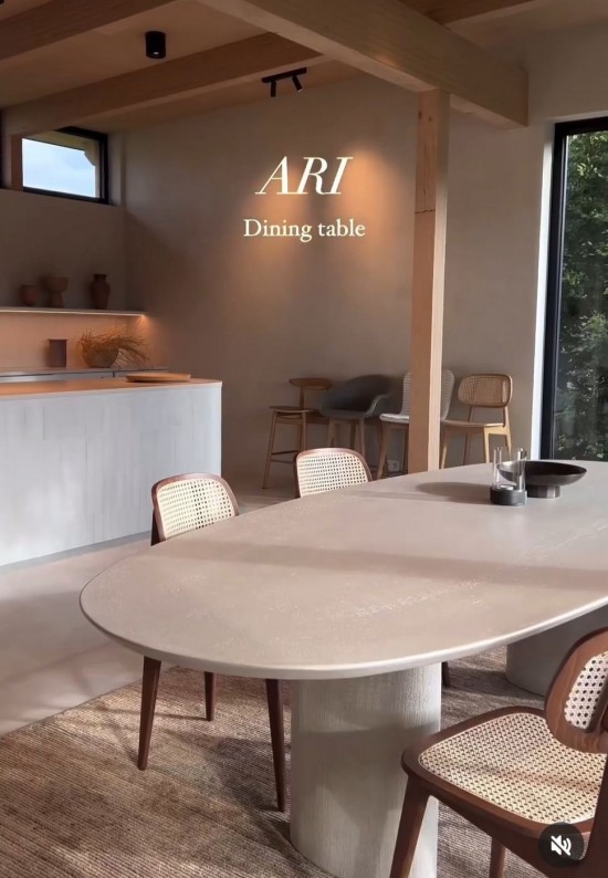 Vincent Sheppard Ari Ellipse Dining Table 275x120 Lunar White Mineral frame Lunar White Mineral top.