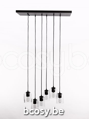 Marckdael pendel Seattle-Seatle Marckdael 4080-PL6-RECT-NE-CYL-CLEAR-KL Contemporal zwart pendel H max 105cm VVD VDV Verlichting van Dijck D.