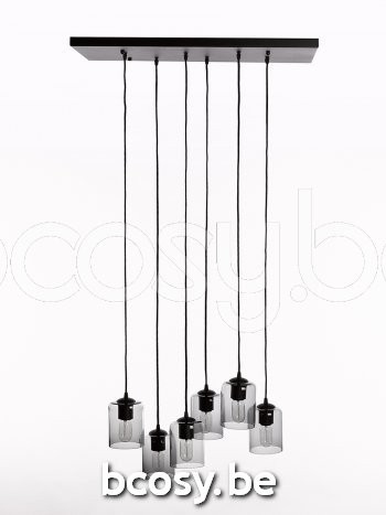 Marckdael pendel Seattle-Seatle Marckdael 4080-PL6-RECT-NE-CYL-FUME-KL Contemporal zwart pendel H max 105cm VVD VDV Verlichting van Dijck Dy.