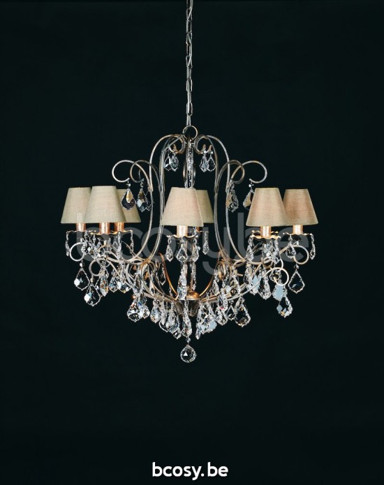 Marckdael luchter Chandeliers-Asti Marckdael 1510-8-ARG ANT + VIOLIN 1510-8-ARG-ANT-VIOLIN 1510-8-ARG-ANTICO-KLEM-13-LINNEN-COLOR Crystal ar.