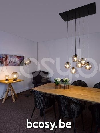 Marckdael pendel Seattle-Seatle Marckdael 4080-PL6-RECT-NE-GLOBE-TOPAZ-KL Contemporal zwart pendel H max 105cm VVD VDV Verlichting van Dijck.