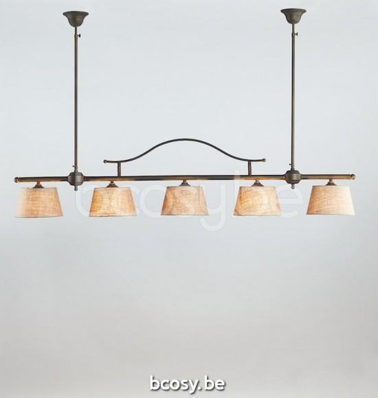 Marckdael pendel Billiardo-Biliardo Marckdael 0250-5F-SHA-DB Billiardo donker brons pendel H min 70 max 110cm VVD VDV Verlichting van Dijck .