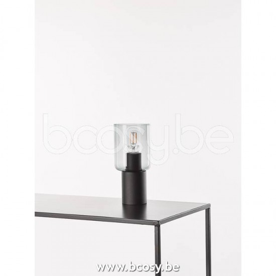 Marckdael tafellamp Vancouver Marckdael 1308-L1-P-GL-NE-CYL-FUME-KL Contemporal zwart tafellamp H 10cm VVD VDV Verlichting van Dijck Dyck Ma.