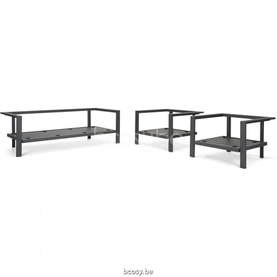 Diphano Cubic Combiné empilable (2x Fauteuil de jardin + 2,5-places) ensemble de coussins en option Cadre Aluminium Lava.