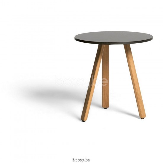 Diphano Easy-Fit side table elite B 42xR (44h) Natural Teak Frame Top Trespa Black 13 mm.