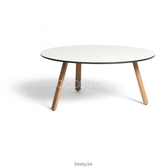 Diphano Easy-Fit table d'appoint elite S 80xR (36h) Cadre Teck naturel Dessus Céramique Graphite incrusté 9-11 mm.