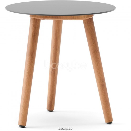 Diphano Ray Couchtisch B 42xR (43,5h) Natürliches Teakholz Gestell Tischplatte Aluminium Lava.