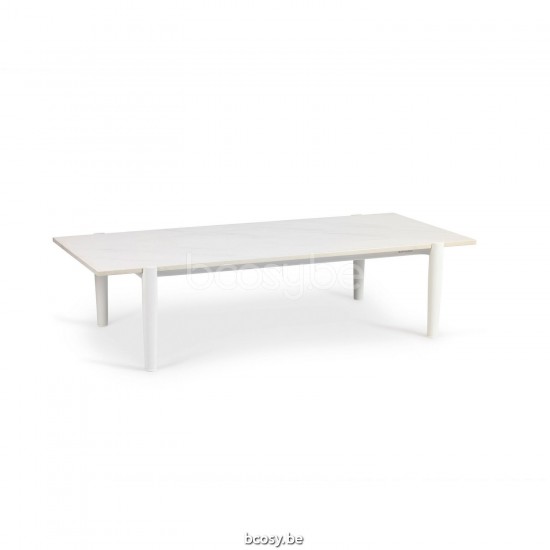 Diphano Switch Couchtisch S Keramik (140x62) Aluminium Weiß Gestell Tischplatte Keramik weißer Marmor 11 mm.