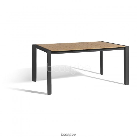 Diphano Alexa extendable table 160-220x96 Aluminium Lava Frame Top Natural Teak.
