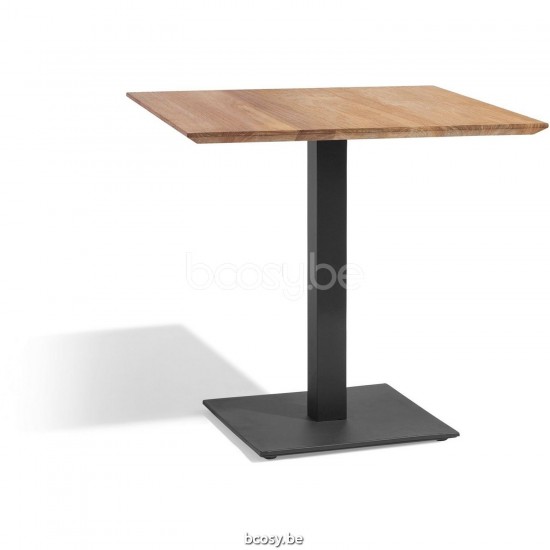 Diphano Alexa Bistrotisch D (75x70) Aluminium Lava Gestell Tischplatte Natürliches Teakholz.