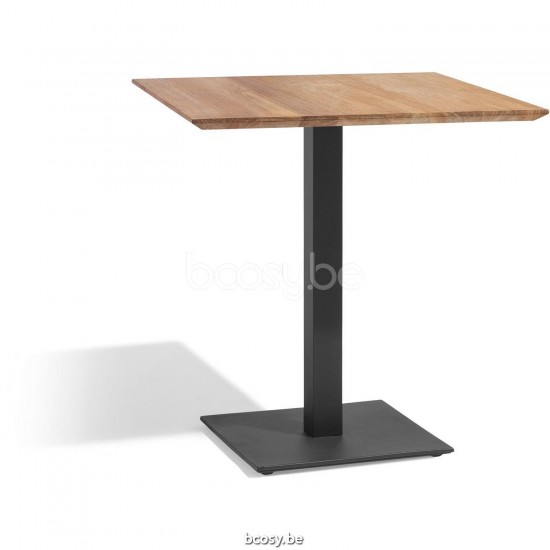 Diphano Alexa Theken Bistrotisch M (75x70) Aluminium Lava Gestell Tischplatte Natürliches Teakholz.