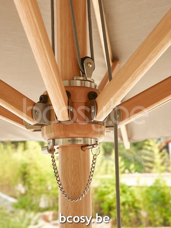  Jardinico CUBA 300x300 Quadratischer Ampelschirm Mittelstocksonnenschirm Mittelstockschirm Teleskopschirm 3x3 Sonnenschirmmast Eukalyptusholz| Sonnenschirmbespannung-bezug-tuch-stoff Natural Classic-.