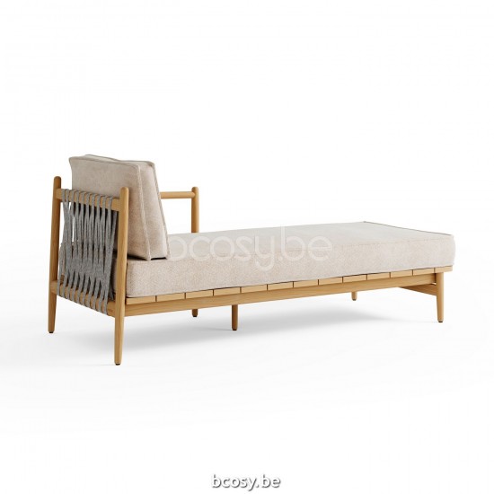 Jardinico NOA Chaise longue arm links teak - artichok koord Brulé.