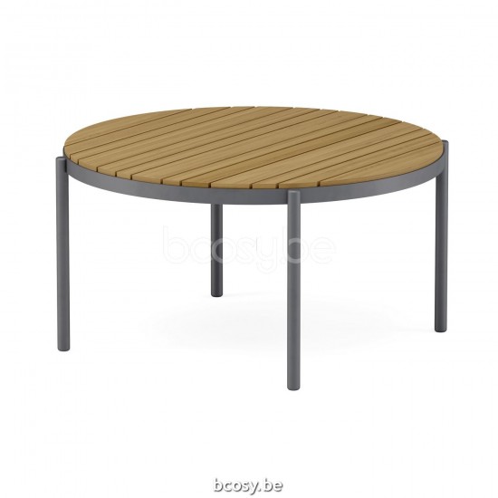 Jardinico VOLTE Ronde Salontafel Vernestbaar Ø75 Antraciet-charcoal Teak.