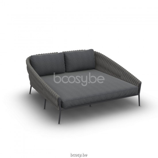 Jati Kebon Fortuna Socks Lit de jardin double Sunbrella natte sooty nat 10030 quick dry foam Aluminium anthracite mat.