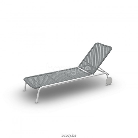 Jati Kebon Durham Chaise longue Sans coussins Aluminium blanc mat Corde anthracite.