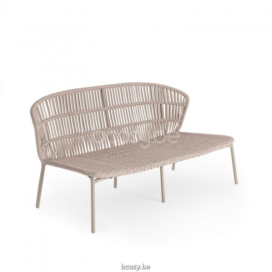 Jati Kebon Lima 2 places avec assise profonde Sans coussins Couleur sable Corde Linnen.