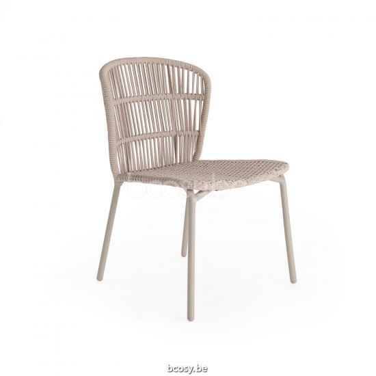 Jati Kebon Lima Fauteuil empilable Sans coussins Couleur sable Corde Linnen.