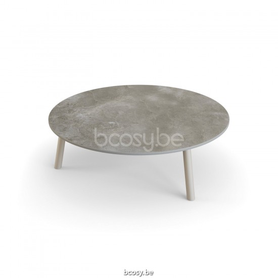 Jati Kebon Ronda Table basse de jardin Couleur sable Dessus de table Céramique Palladium grey 12mm.