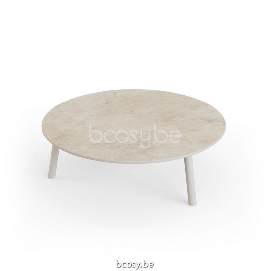 Jati Kebon Ronda Table basse de jardin Aluminium Dune mat Dessus de table Céramique.