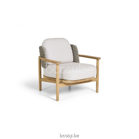 Jati Kebon Boho Sofa 1Seat Teak Natural Smooth Rope Greige 30mm Full Weaving.